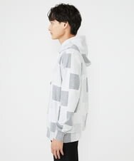 MKKJU11099 MK MICHEL KLEIN HOMME(MKミッシェルクランオム) ダブルジャガードブロックパーカー ホワイト(90)