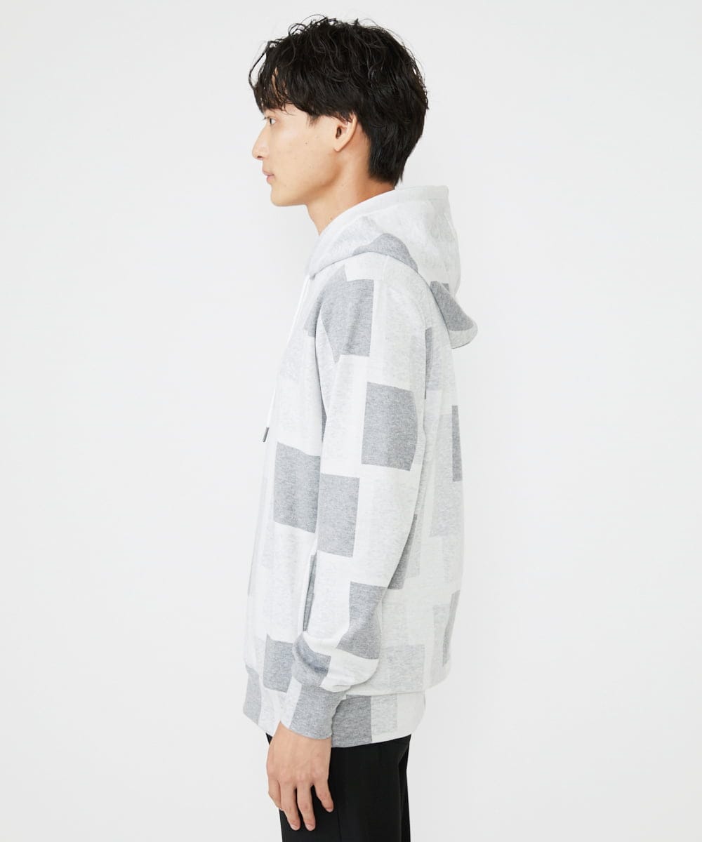 MKKJU11099 MK MICHEL KLEIN HOMME(MKミッシェルクランオム) ダブルジャガードブロックパーカー ホワイト(90)
