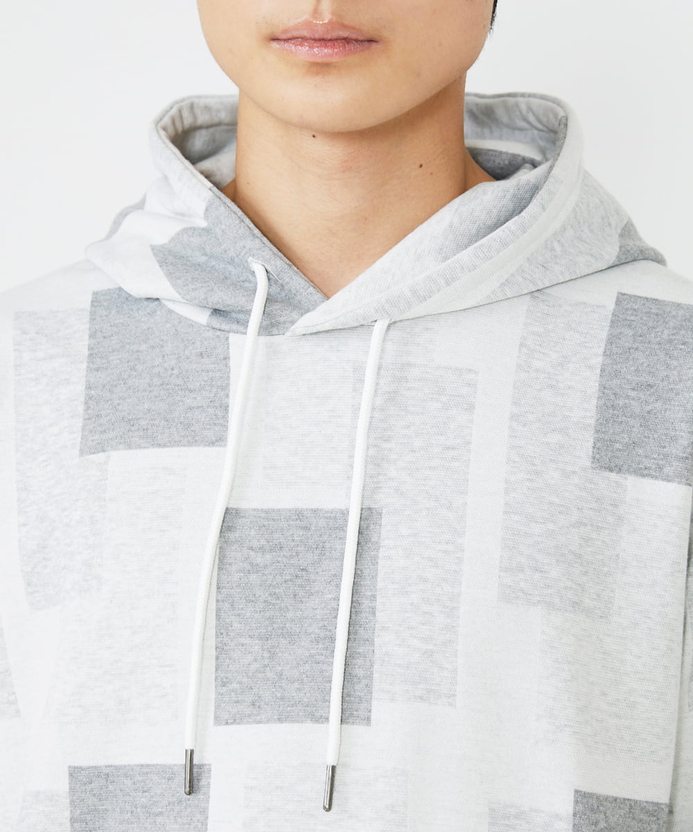 MKKJU11099 MK MICHEL KLEIN HOMME(MKミッシェルクランオム) ダブルジャガードブロックパーカー ホワイト(90)