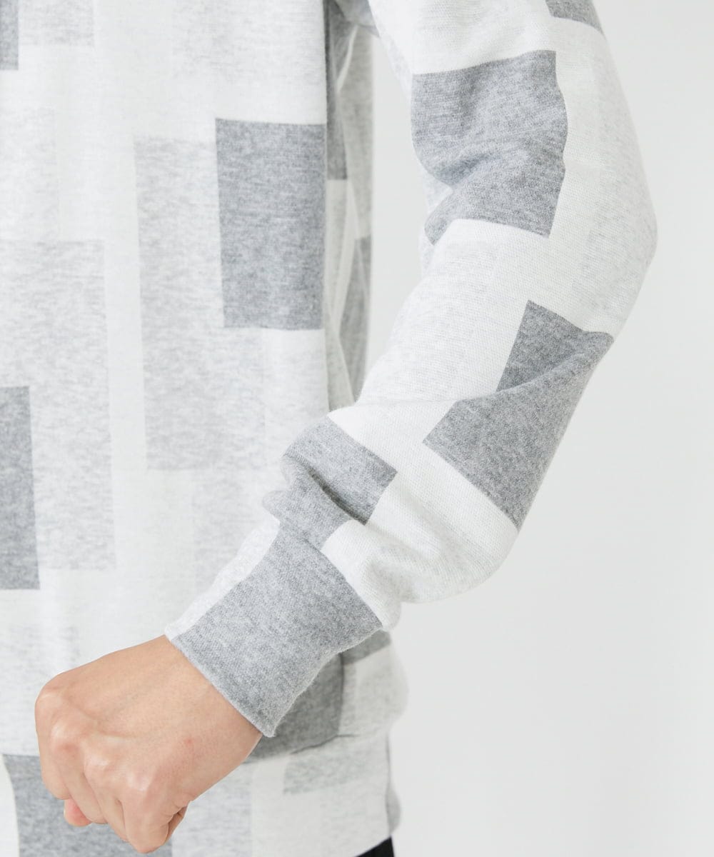 MKKJU11099 MK MICHEL KLEIN HOMME(MKミッシェルクランオム) ダブルジャガードブロックパーカー ホワイト(90)