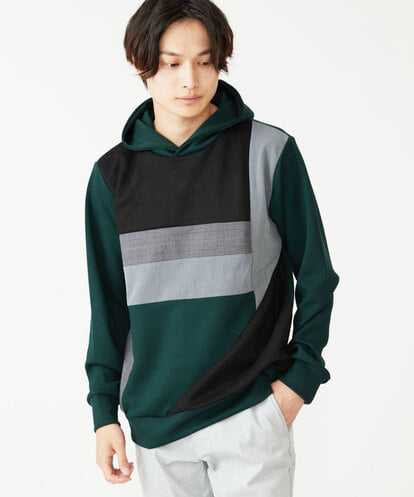 MKKJU15099 MK MICHEL KLEIN HOMME ブロッキングスエードパーカー