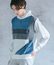 MKKJU15099 MK MICHEL KLEIN HOMME(MKミッシェルクランオム) ブロッキングスエードパーカー ホワイト(90)