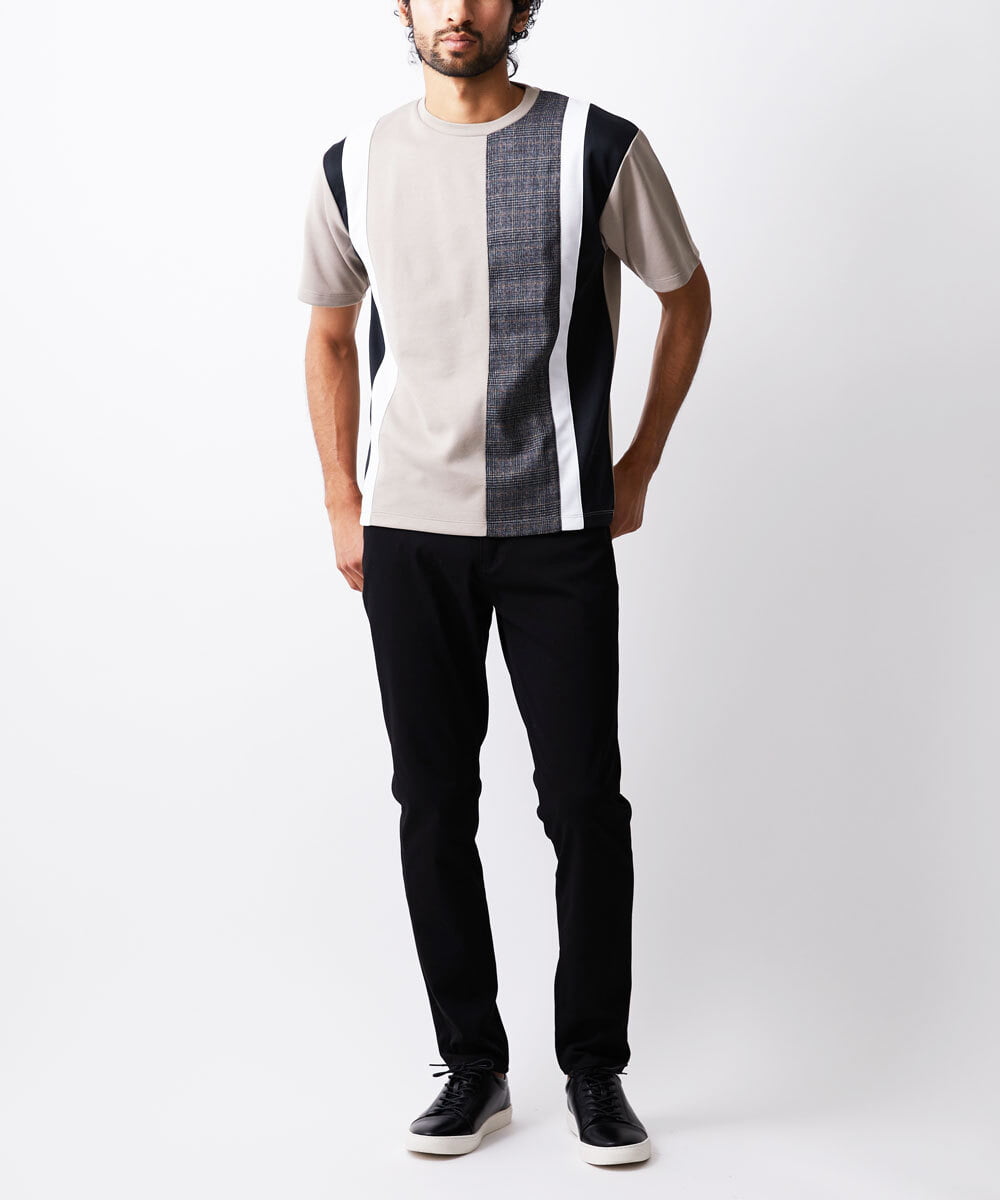MKKJU18059 MK MICHEL KLEIN HOMME(MKミッシェルクランオム) ストライプカットソー アイボリー(80)