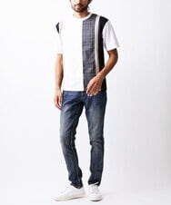 MKKJU18059 MK MICHEL KLEIN HOMME(MKミッシェルクランオム) ストライプカットソー ホワイト(90)