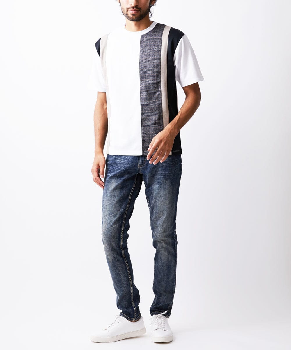 MKKJU18059 MK MICHEL KLEIN HOMME(MKミッシェルクランオム) ストライプカットソー ホワイト(90)