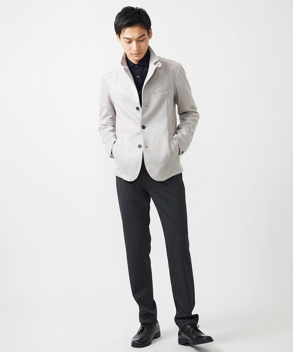 MKLAA57140 MK MICHEL KLEIN HOMME(MKミッシェルクランオム) 【セットアップ対応/全4サイズ展開】テーパードパンツ/TEC EASY へリンボン ダークグレー