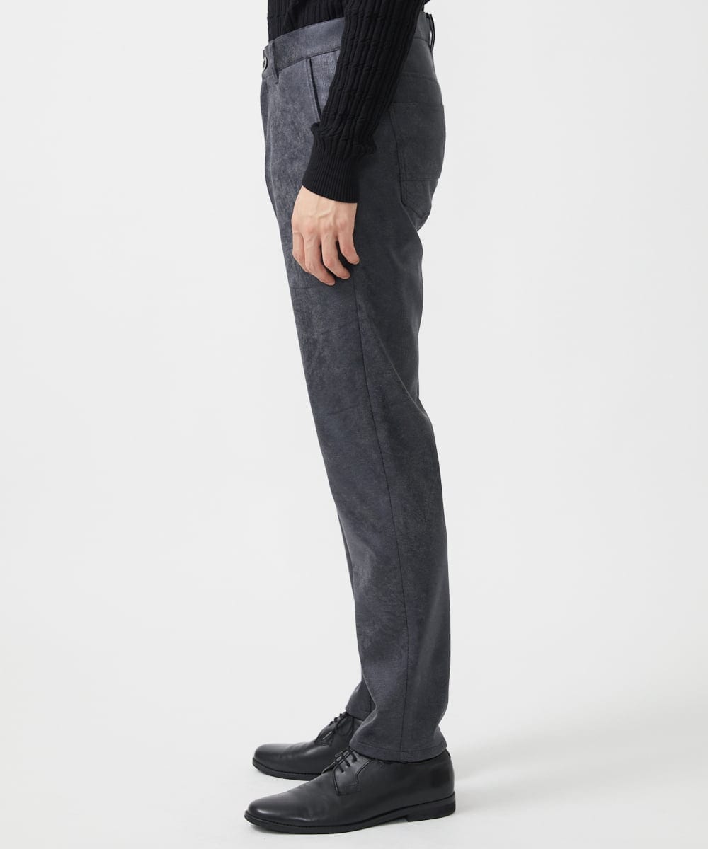 MKLAA61150 MK MICHEL KLEIN HOMME(MKミッシェルクランオム) 【セットアップ対応/全4サイズ展開】レザー調プリントスラックス/TECEASYレザージャージ ブラック