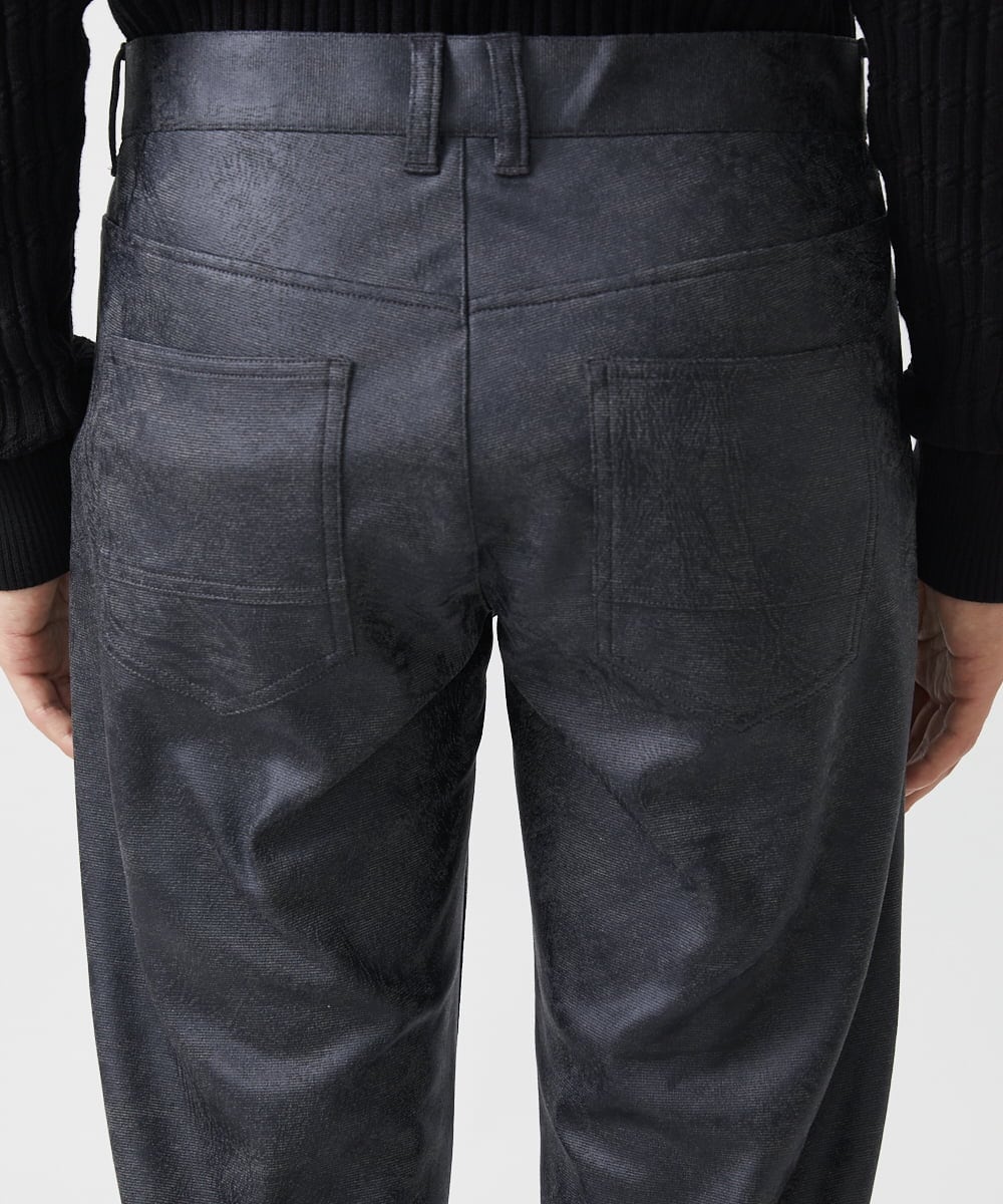 MKLAA61150 MK MICHEL KLEIN HOMME(MKミッシェルクランオム) 【セットアップ対応/全4サイズ展開】レザー調プリントスラックス/TECEASYレザージャージ ブラック
