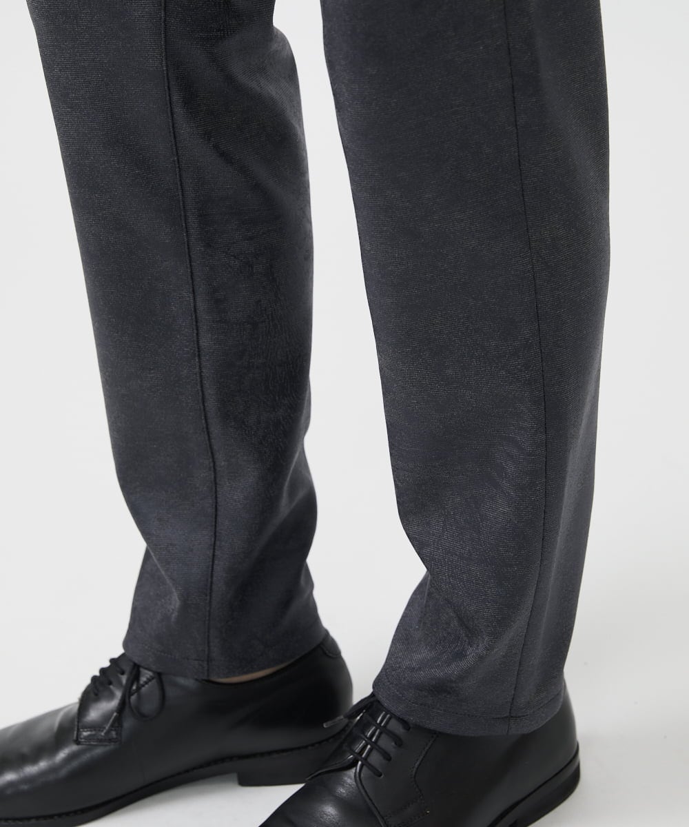 MKLAA61150 MK MICHEL KLEIN HOMME(MKミッシェルクランオム) 【セットアップ対応/全4サイズ展開】レザー調プリントスラックス/TECEASYレザージャージ ブラック