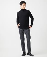 MKLAA61150 MK MICHEL KLEIN HOMME(MKミッシェルクランオム) 【セットアップ対応/全4サイズ展開】レザー調プリントスラックス/TECEASYレザージャージ ブラック