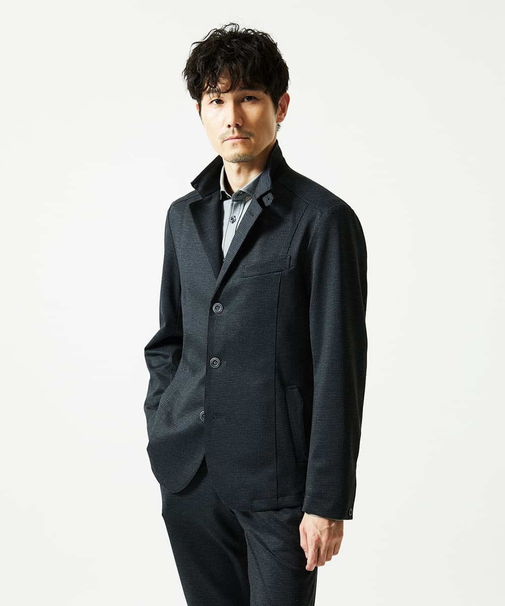 MKLAD57110 MK MICHEL KLEIN HOMME(MKミッシェルクランオム) 【快適ストレッチ】TECEASY千鳥柄パンツ 「セットアップ対応」 ダークグレー