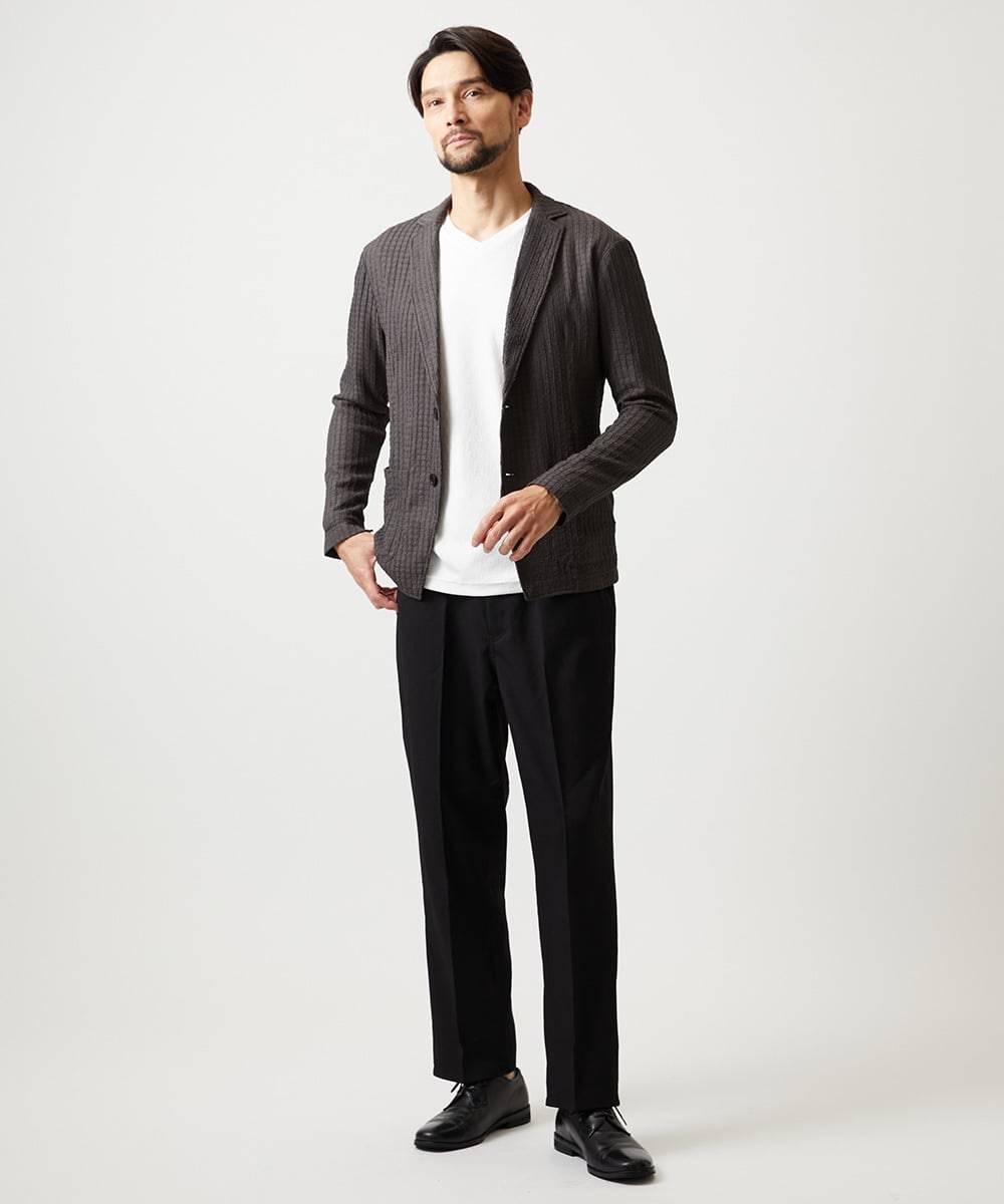 MKLAF14120 MK MICHEL KLEIN HOMME(MKミッシェルクランオム) ストレッチワイドスラックス ブラック