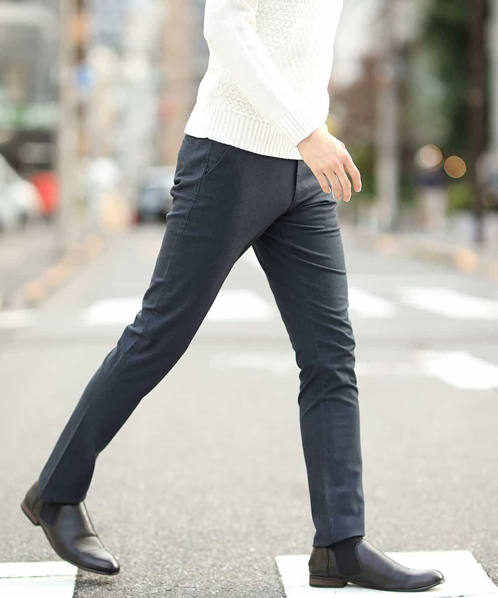 MKLAL72130 MK MICHEL KLEIN HOMME(MKミッシェルクランオム) パンツ／ソフトサーモへリンボン ネイビー