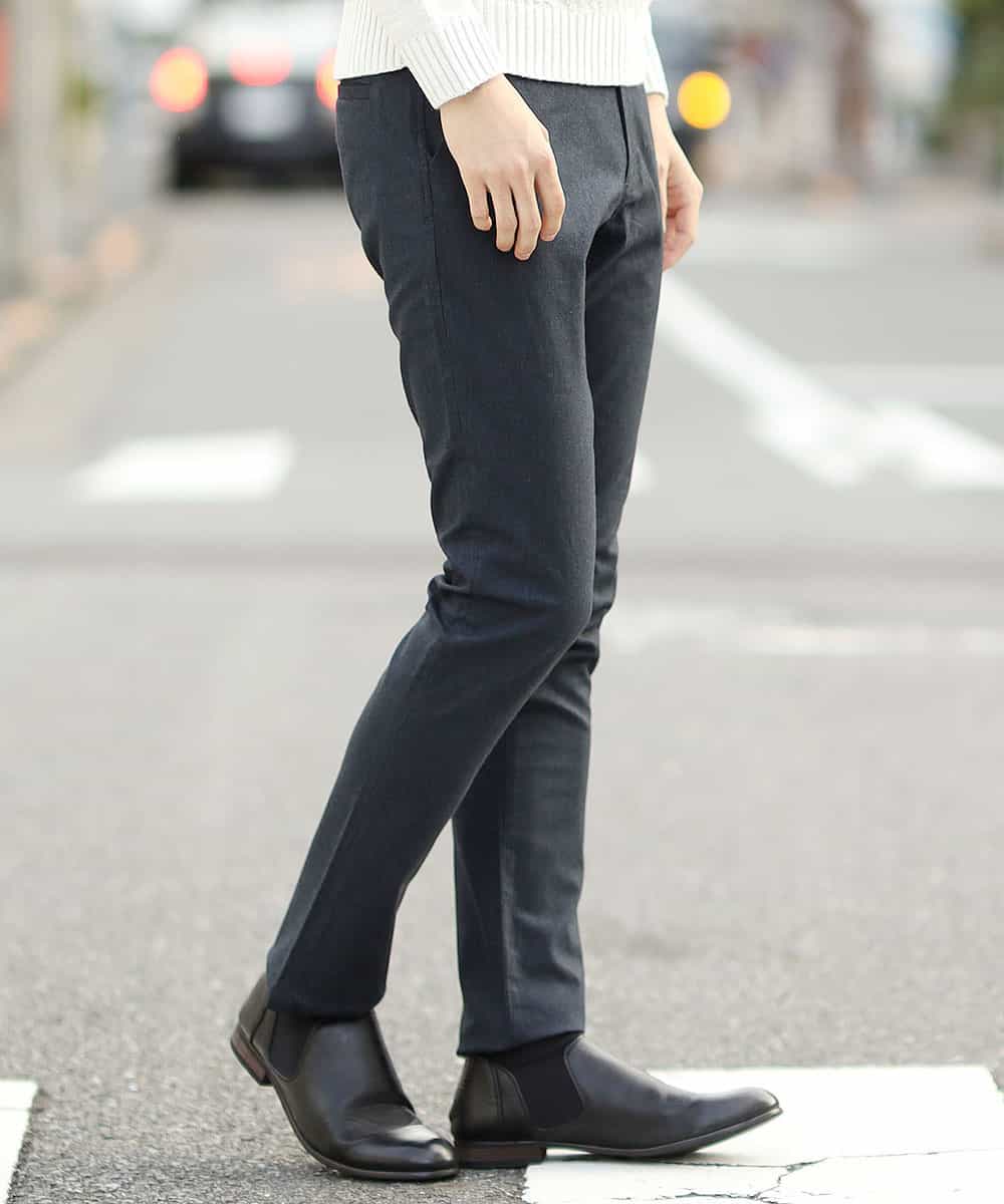 MKLAL72130 MK MICHEL KLEIN HOMME(MKミッシェルクランオム) パンツ／ソフトサーモへリンボン ネイビー