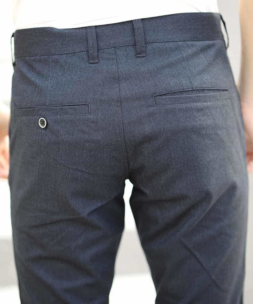 MKLAL72130 MK MICHEL KLEIN HOMME(MKミッシェルクランオム) パンツ／ソフトサーモへリンボン ネイビー