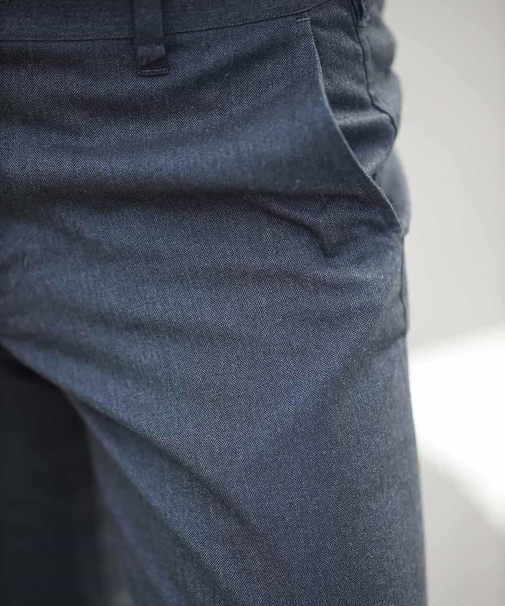 MKLAL72130 MK MICHEL KLEIN HOMME(MKミッシェルクランオム) パンツ／ソフトサーモへリンボン ネイビー