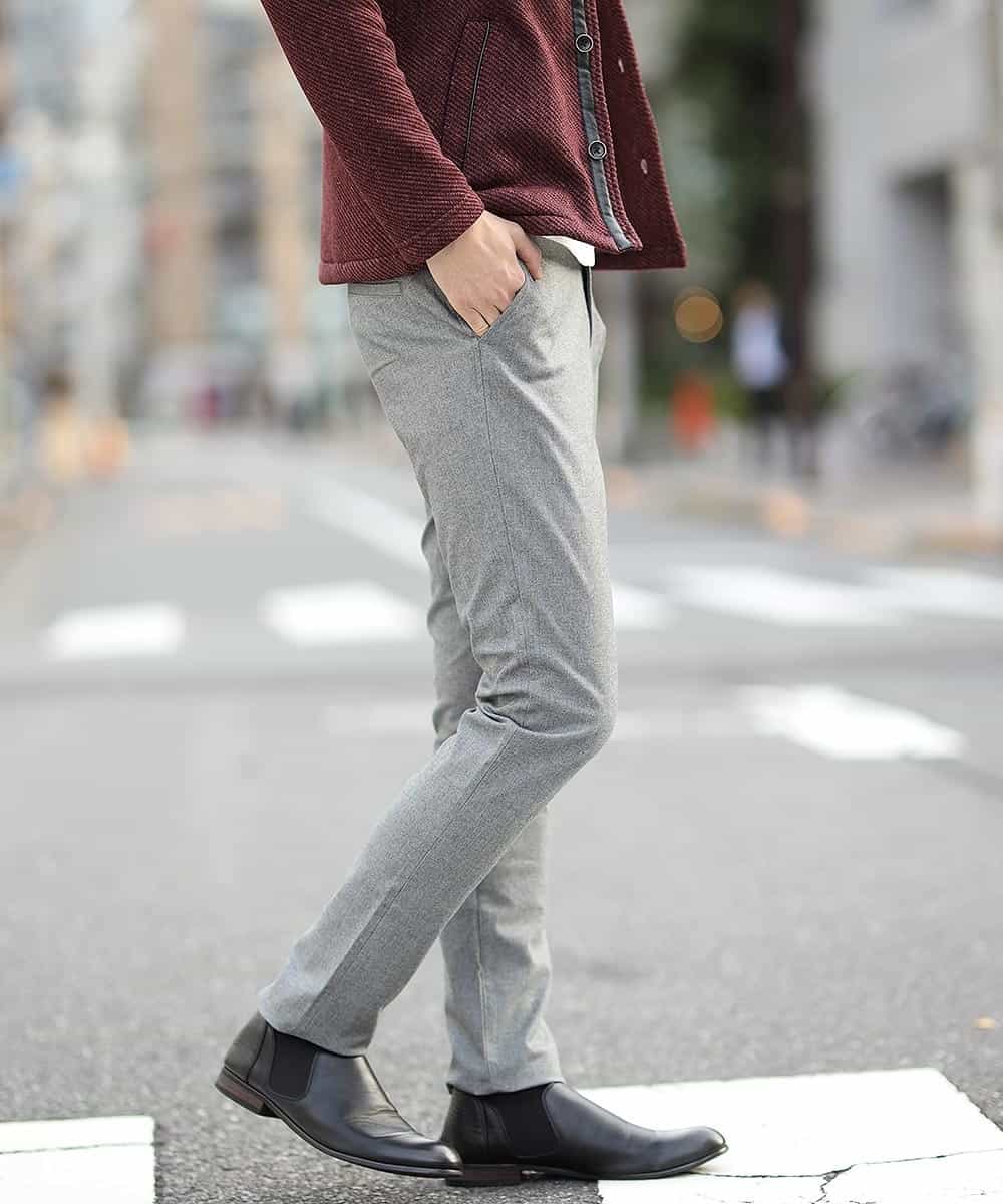 MKLAL72130 MK MICHEL KLEIN HOMME(MKミッシェルクランオム) パンツ／ソフトサーモへリンボン グレー