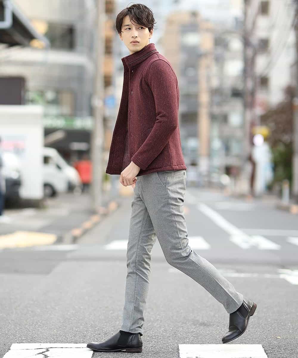 MKLAL72130 MK MICHEL KLEIN HOMME(MKミッシェルクランオム) パンツ／ソフトサーモへリンボン グレー