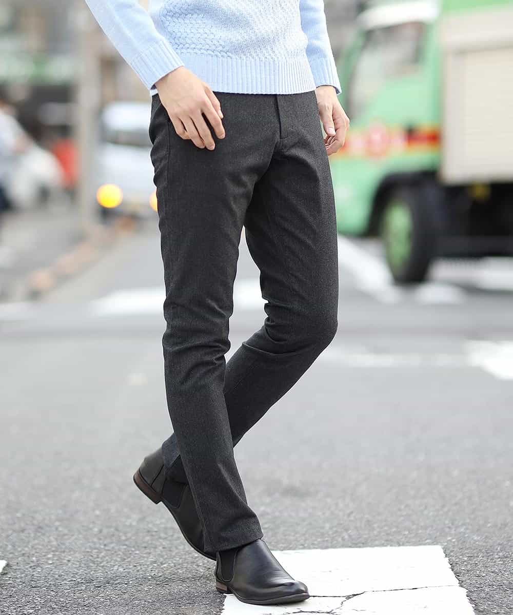 MKLAL72130 MK MICHEL KLEIN HOMME(MKミッシェルクランオム) パンツ／ソフトサーモへリンボン ダークグレー