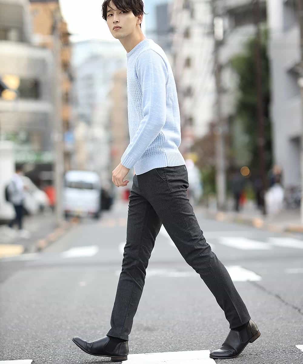 MKLAL72130 MK MICHEL KLEIN HOMME(MKミッシェルクランオム) パンツ／ソフトサーモへリンボン ダークグレー