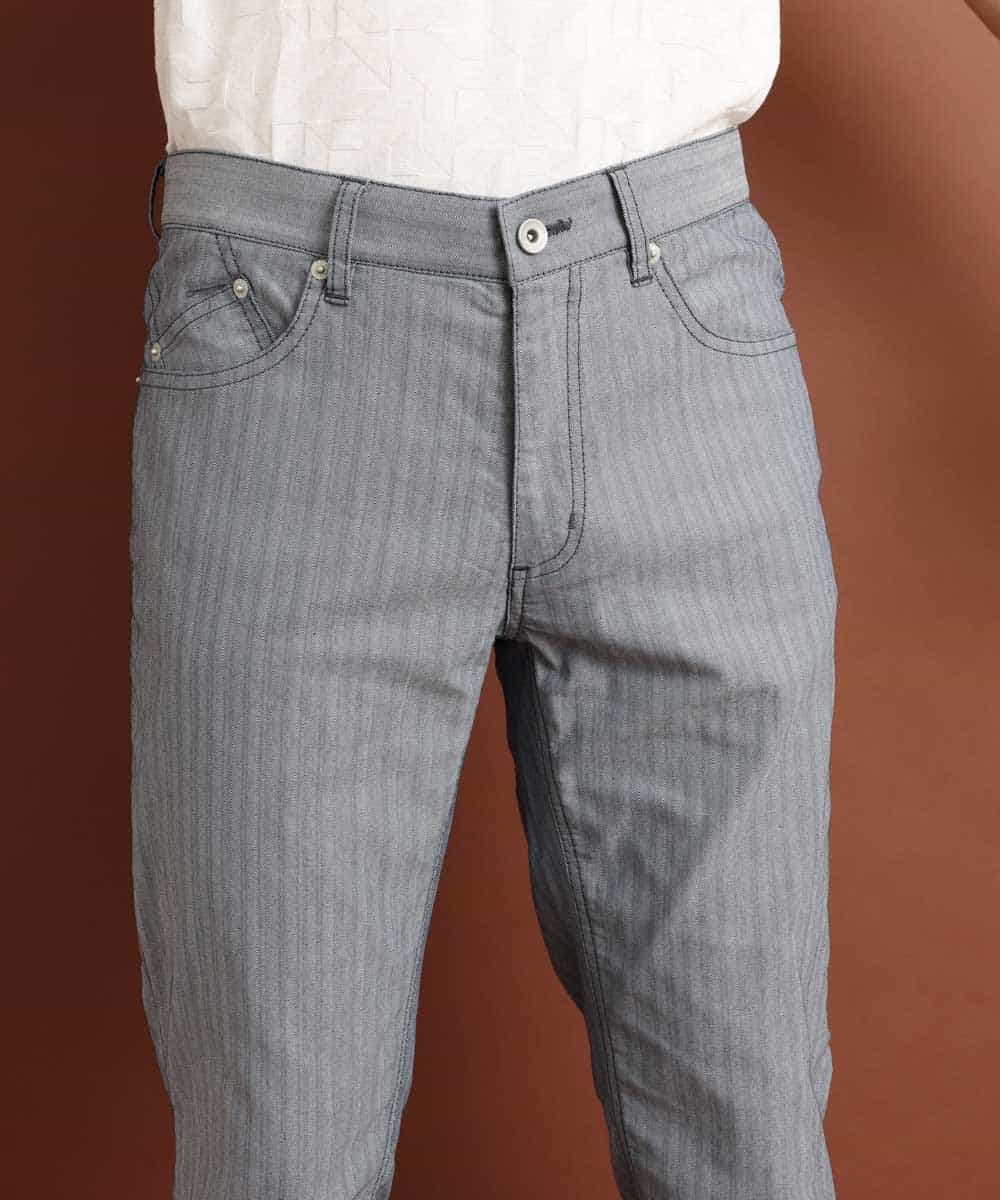 MKLAP10110 MK MICHEL KLEIN HOMME(MKミッシェルクランオム) 【快適ストレッチ/軽量】TCヘリンボーンストレッチライトボトム ネイビー