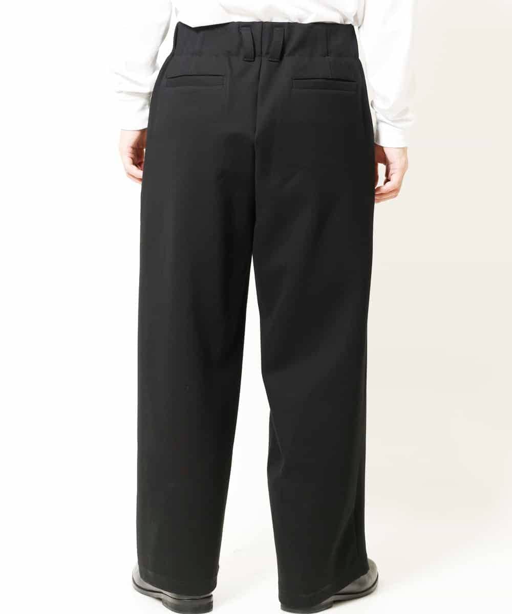 MKLAR34095 MK MICHEL KLEIN HOMME(MKミッシェルクランオム) 『上品/ジャージ素材』ローマポンチラワイドスラックスボトム ブラック