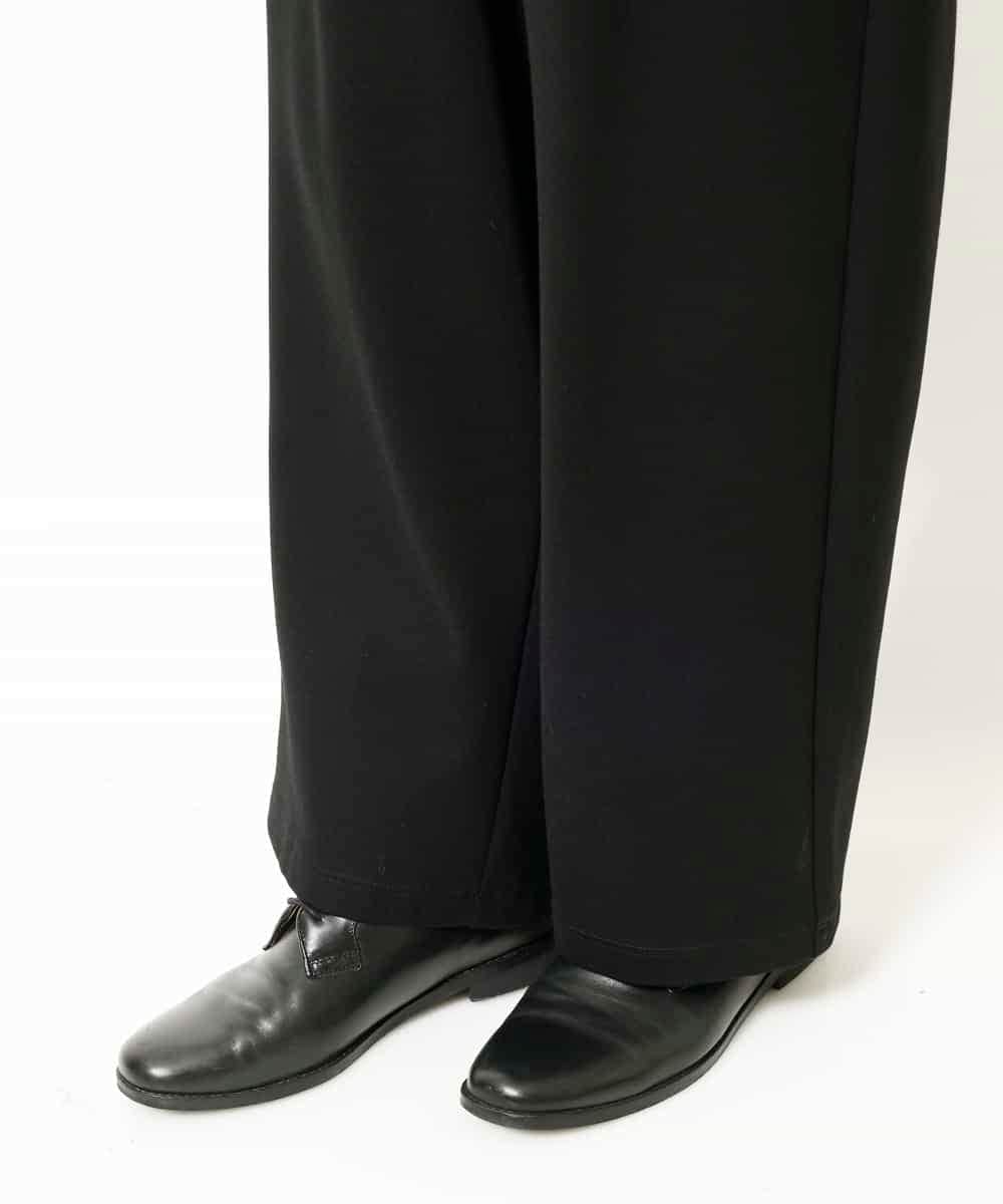 MKLAR34095 MK MICHEL KLEIN HOMME(MKミッシェルクランオム) 『上品/ジャージ素材』ローマポンチラワイドスラックスボトム ブラック