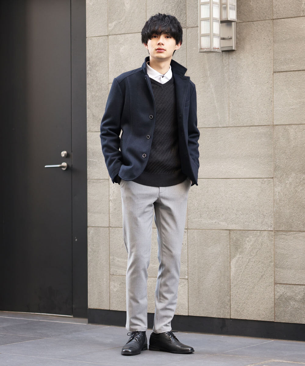 MKLAS61140 MK MICHEL KLEIN HOMME(MKミッシェルクランオム) サーモへリンボンパンツ グレー(92)