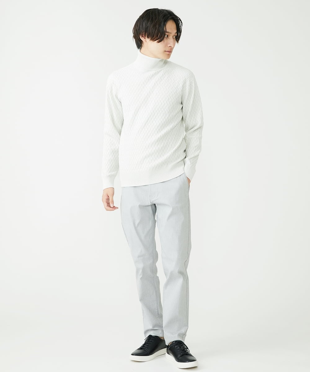MKLAV57120 MK MICHEL KLEIN HOMME(MKミッシェルクランオム) NEWベーシックパンツ / MAGICストレッチヘリンボーン ライトグレー(91)