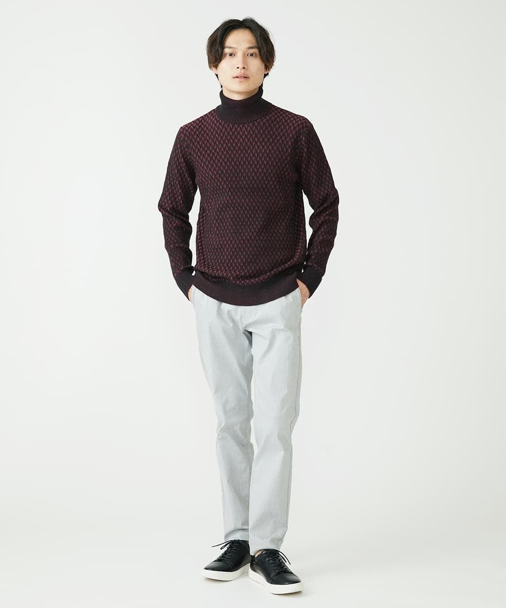 MKLAV57120 MK MICHEL KLEIN HOMME(MKミッシェルクランオム) NEWベーシックパンツ / MAGICストレッチヘリンボーン ライトグレー(91)