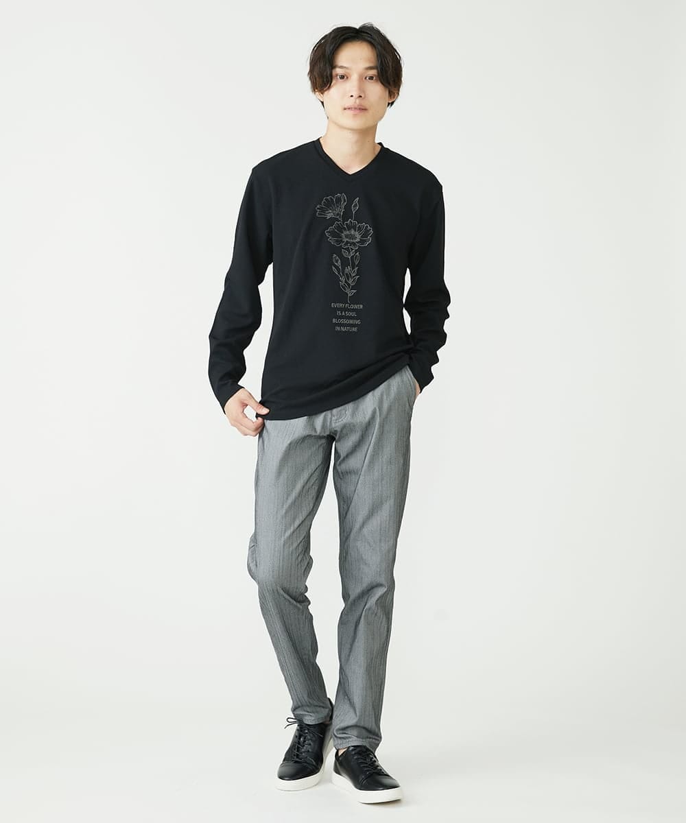 MKLAV57120 MK MICHEL KLEIN HOMME(MKミッシェルクランオム) NEWベーシックパンツ / MAGICストレッチヘリンボーン ダークグレー(93)