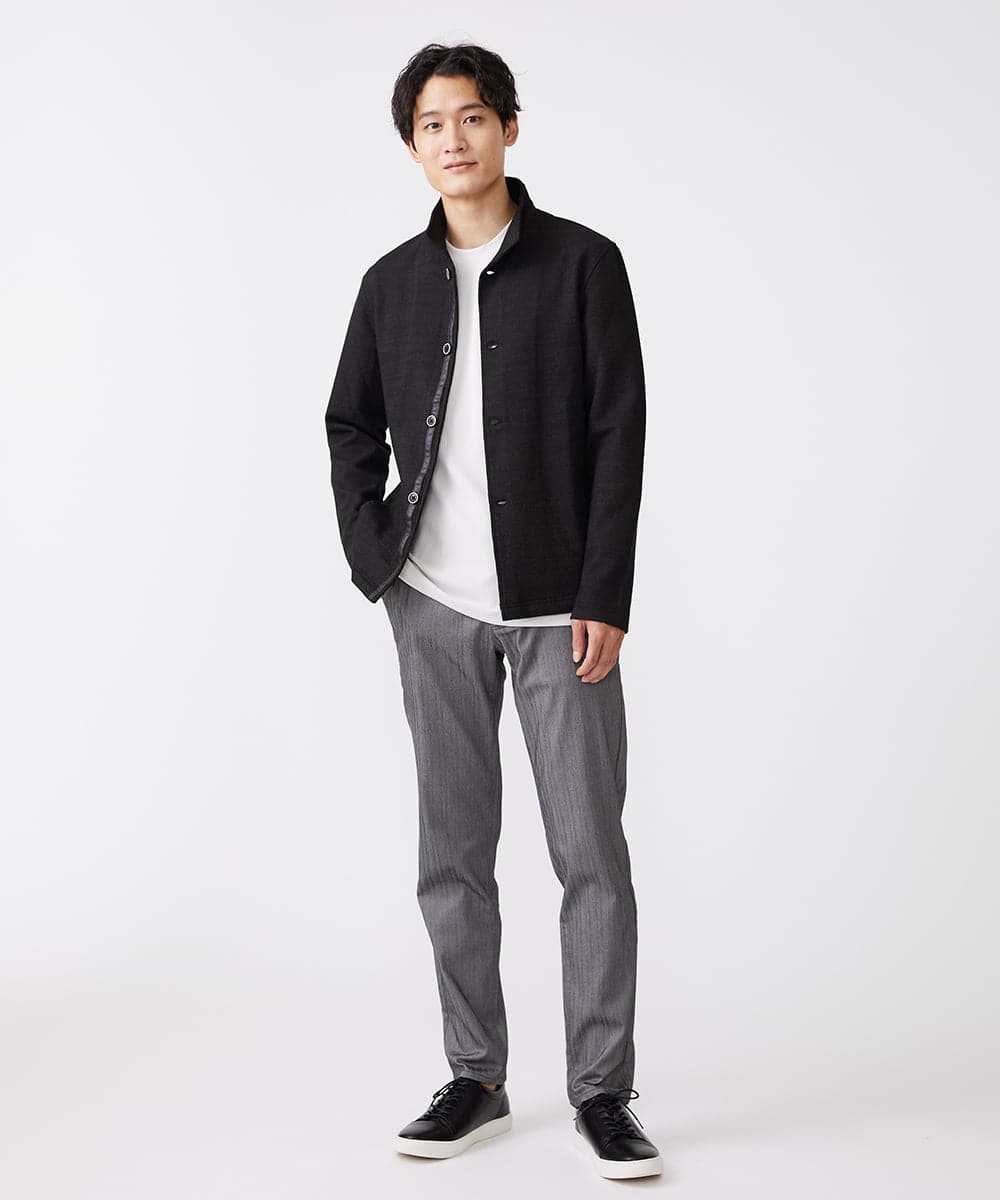 MKLAV57120 MK MICHEL KLEIN HOMME(MKミッシェルクランオム) NEWベーシックパンツ / MAGICストレッチヘリンボーン ダークグレー(93)