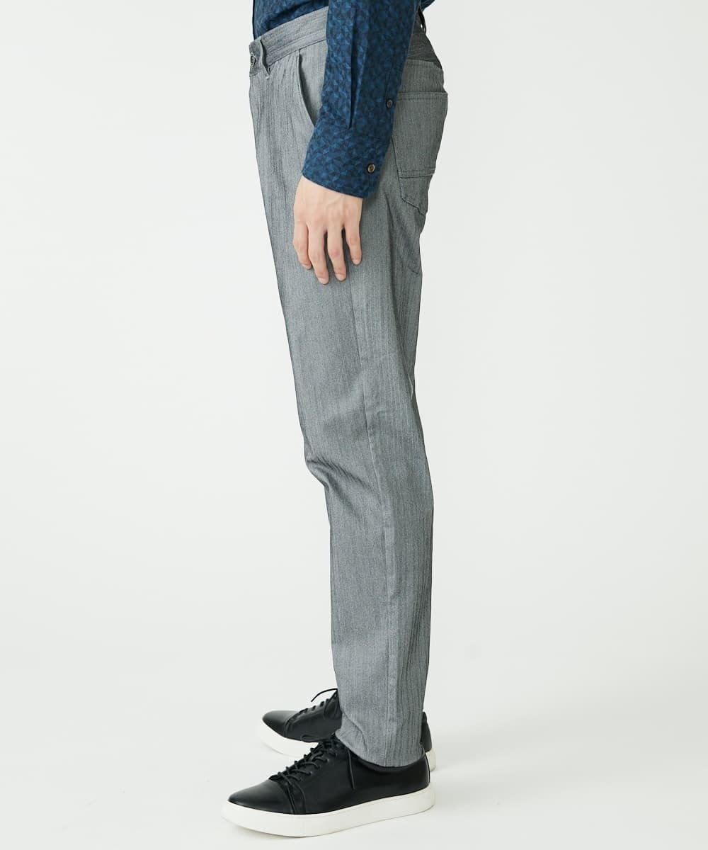 MKLAV57120 MK MICHEL KLEIN HOMME(MKミッシェルクランオム) NEWベーシックパンツ / MAGICストレッチヘリンボーン ダークグレー(93)
