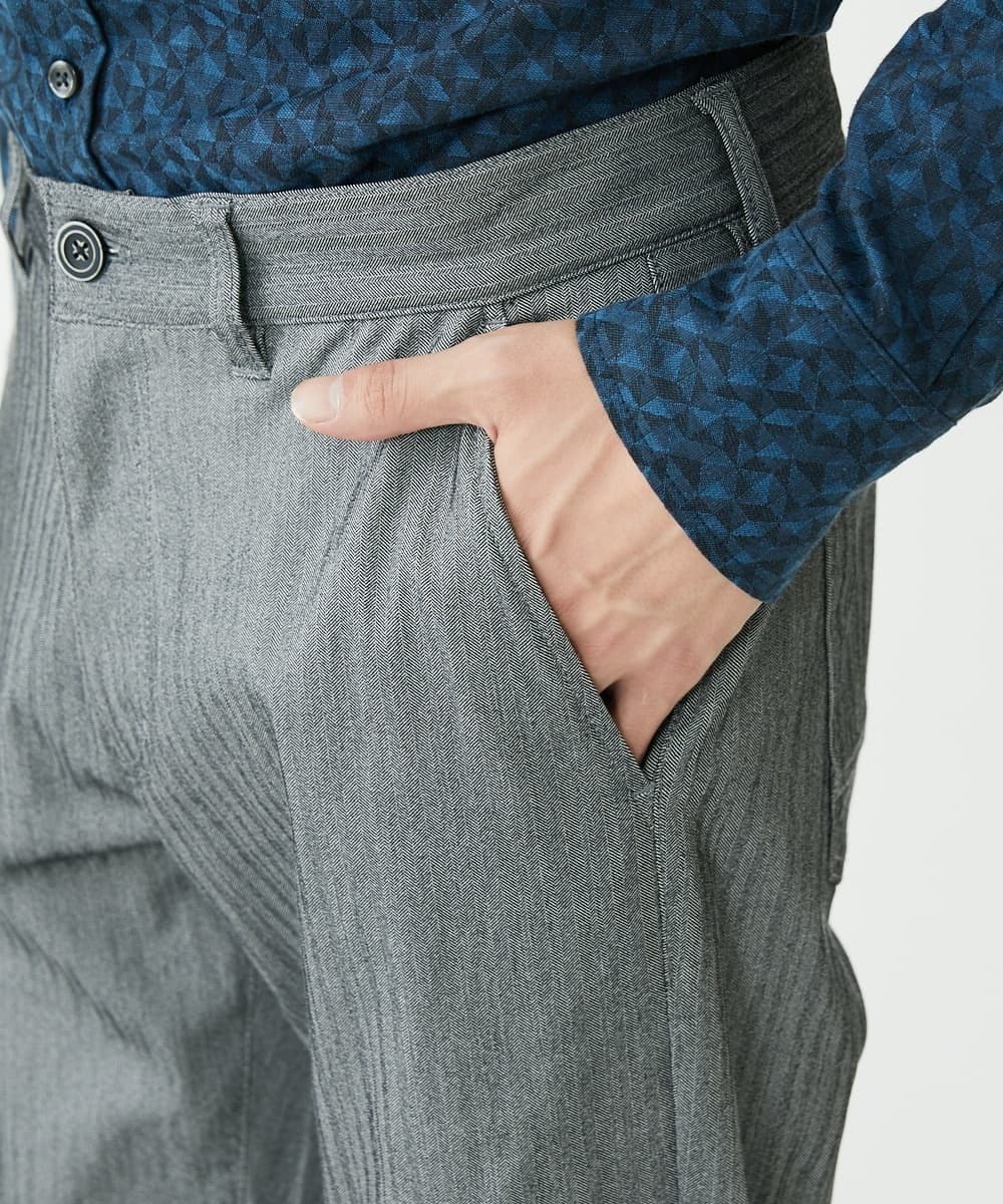 MKLAV57120 MK MICHEL KLEIN HOMME(MKミッシェルクランオム) NEWベーシックパンツ / MAGICストレッチヘリンボーン ダークグレー(93)