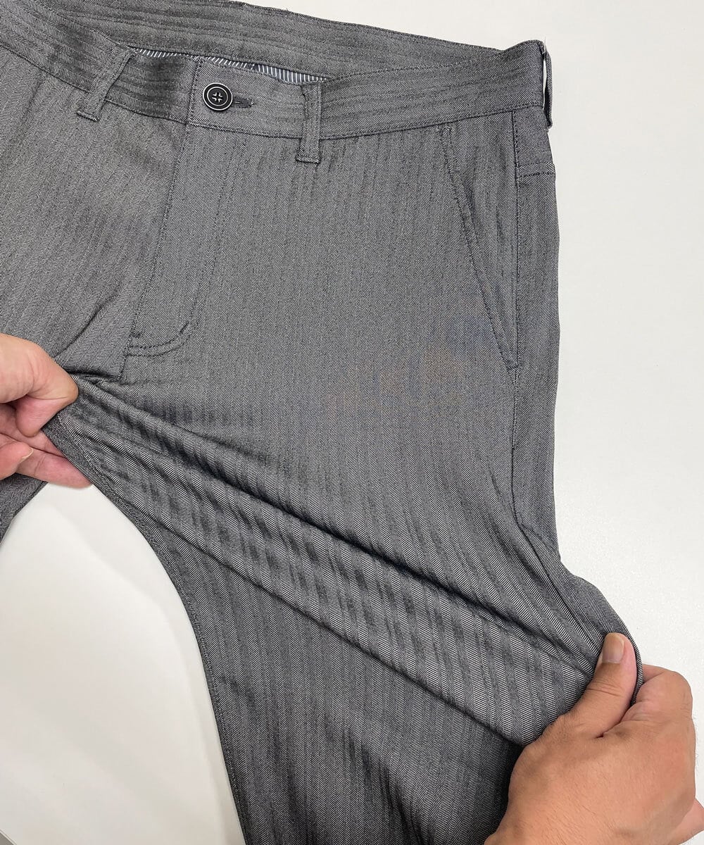 MKLAV57120 MK MICHEL KLEIN HOMME(MKミッシェルクランオム) NEWベーシックパンツ / MAGICストレッチヘリンボーン ダークグレー(93)