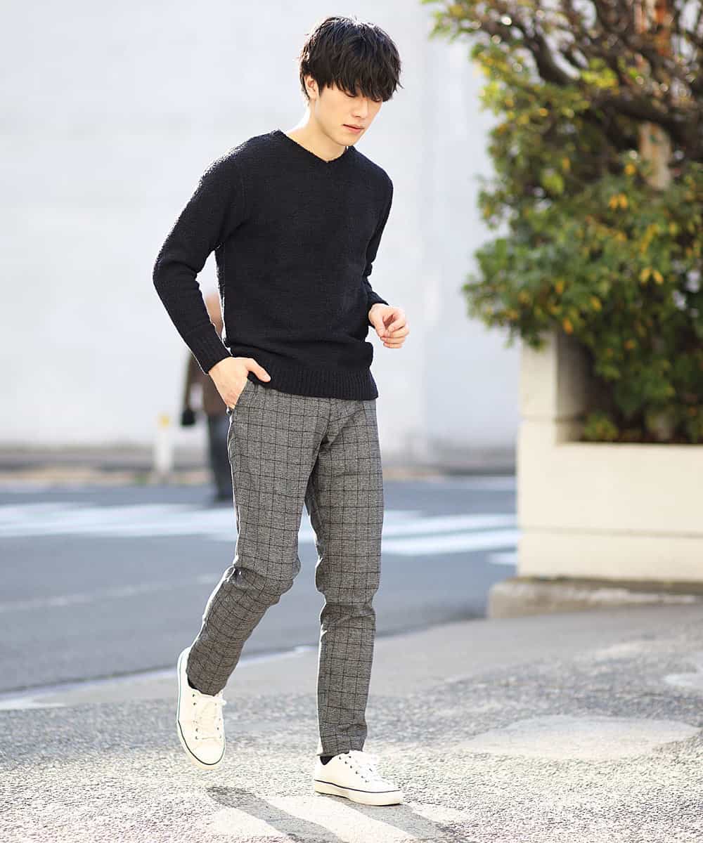 MKLCG77130 MK MICHEL KLEIN HOMME(MKミッシェルクランオム) パンツ（キャリーマンチェック） ダークグレー