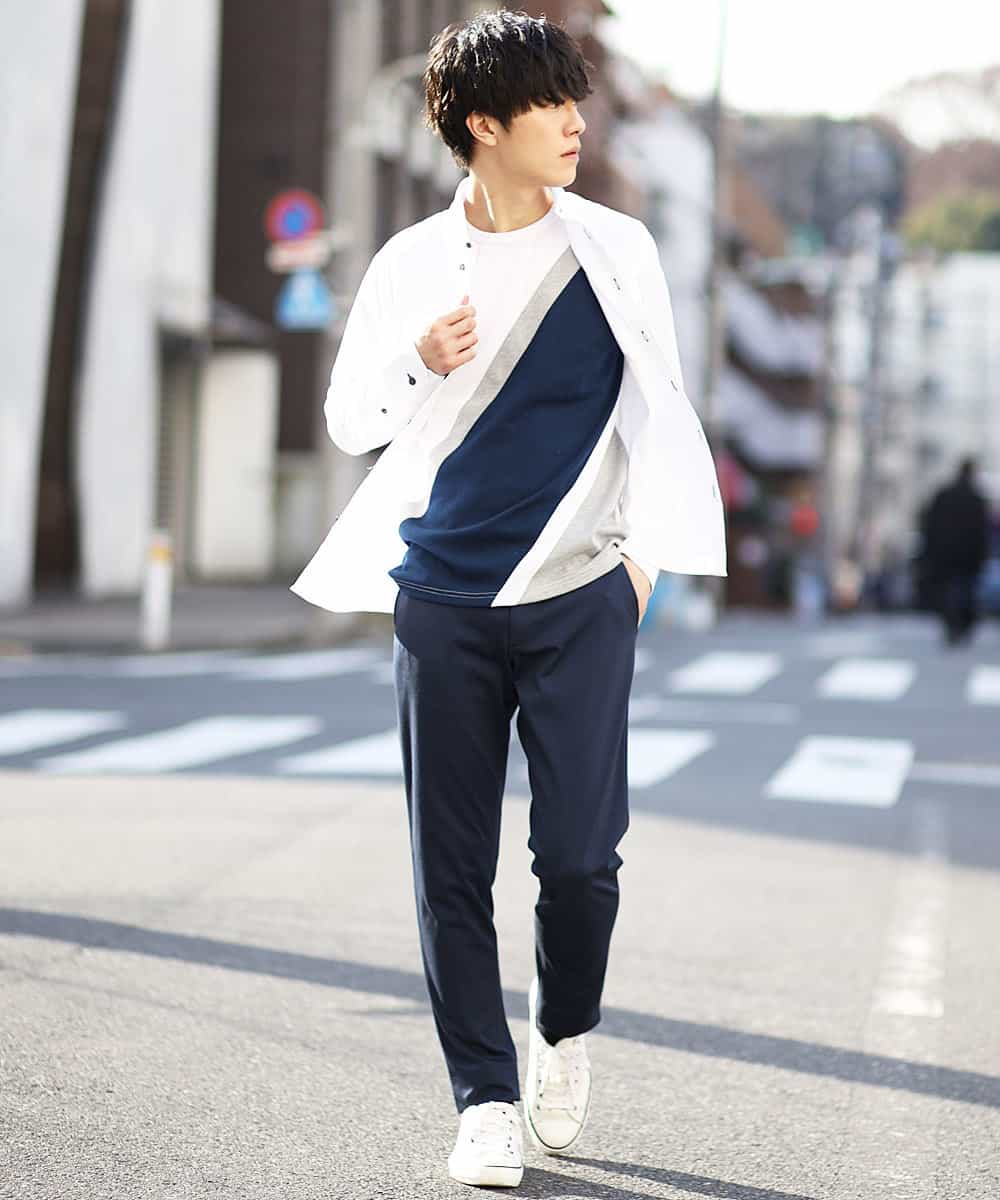 MKLDG52130 MK MICHEL KLEIN HOMME(MKミッシェルクランオム) セットアップパンツ（モクロディシャーク） ブルー