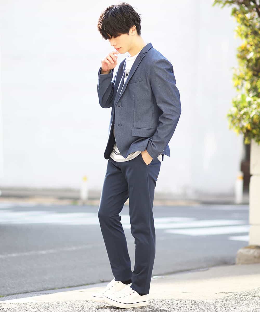 MKLDG52130 MK MICHEL KLEIN HOMME(MKミッシェルクランオム) セットアップパンツ（モクロディシャーク） ブルー