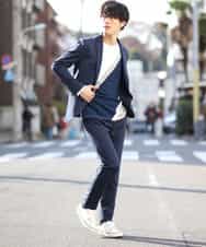 MKLDG52130 MK MICHEL KLEIN HOMME(MKミッシェルクランオム) セットアップパンツ（モクロディシャーク） ブルー