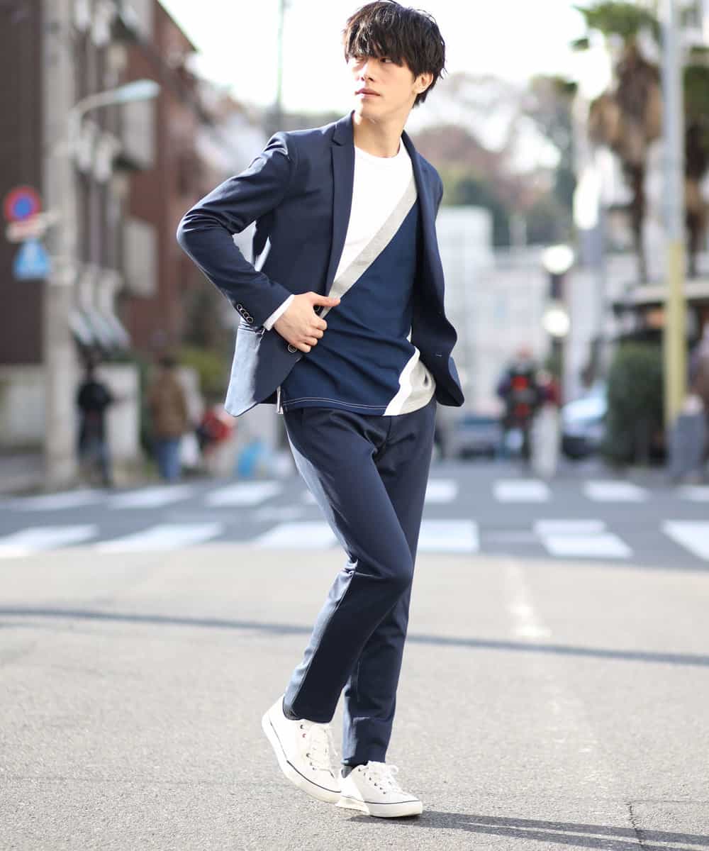 MKLDG52130 MK MICHEL KLEIN HOMME(MKミッシェルクランオム) セットアップパンツ（モクロディシャーク） ブルー