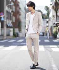 MKLDG52130 MK MICHEL KLEIN HOMME(MKミッシェルクランオム) セットアップパンツ（モクロディシャーク） ベージュ