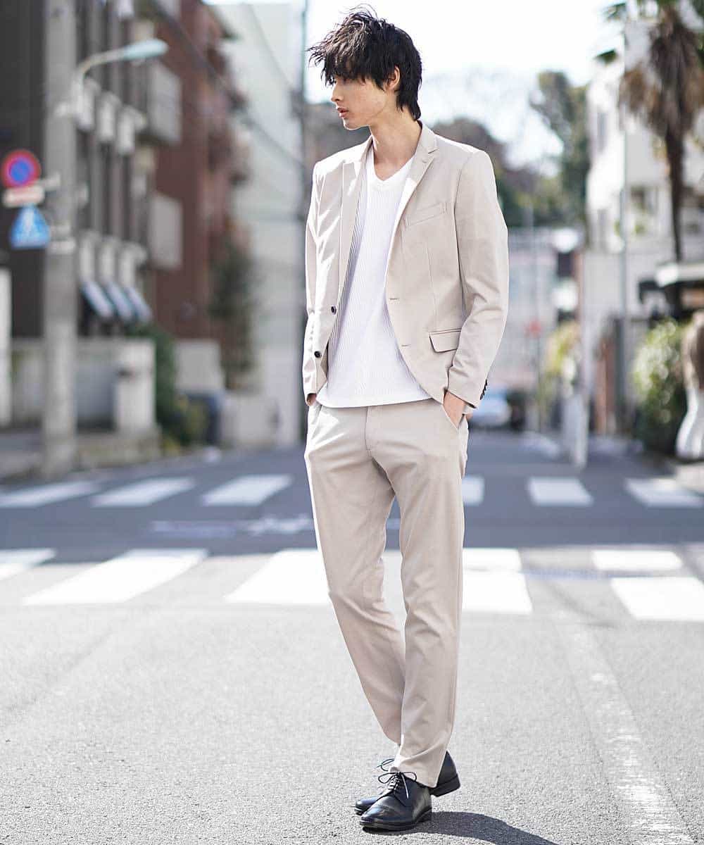 MKLDG52130 MK MICHEL KLEIN HOMME(MKミッシェルクランオム) セットアップパンツ（モクロディシャーク） ベージュ