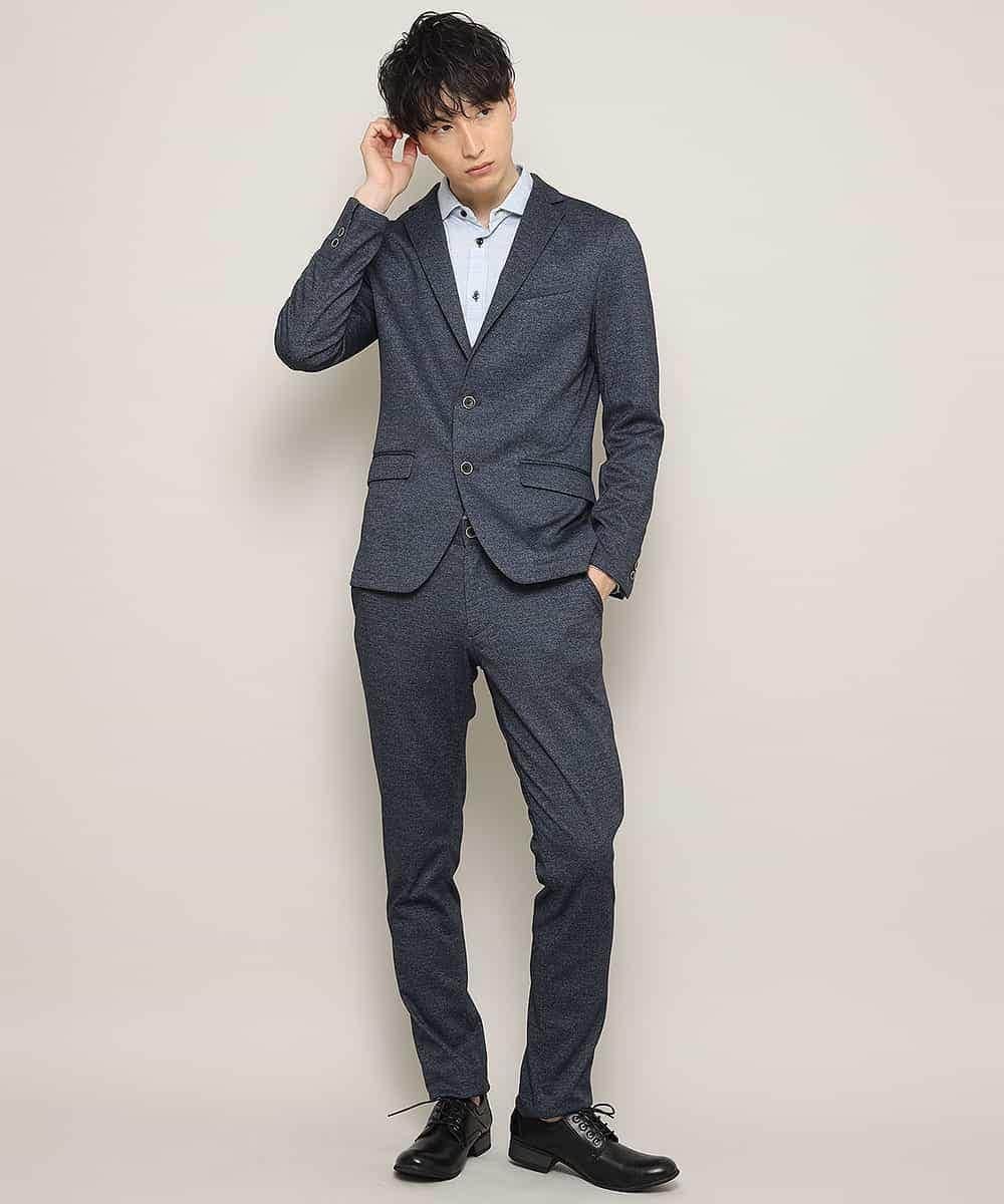 MKLDJ52110 MK MICHEL KLEIN HOMME(MKミッシェルクランオム) パンツ／テックイージージャージ　ツイード ネイビー