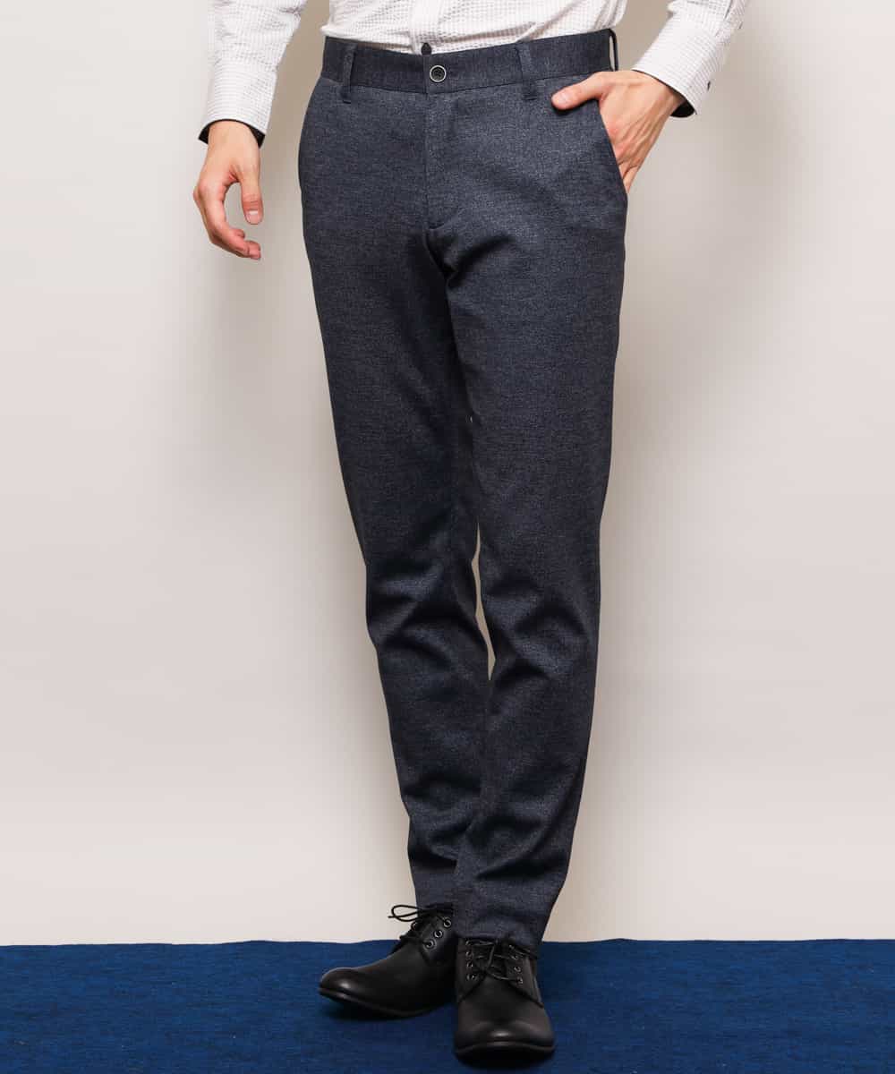 MKLDJ52110 MK MICHEL KLEIN HOMME(MKミッシェルクランオム) パンツ／テックイージージャージ　ツイード ネイビー