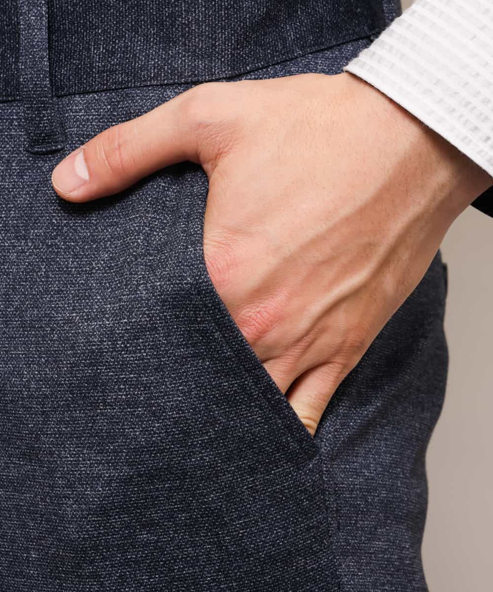 MKLDJ52110 MK MICHEL KLEIN HOMME(MKミッシェルクランオム) パンツ／テックイージージャージ　ツイード ネイビー
