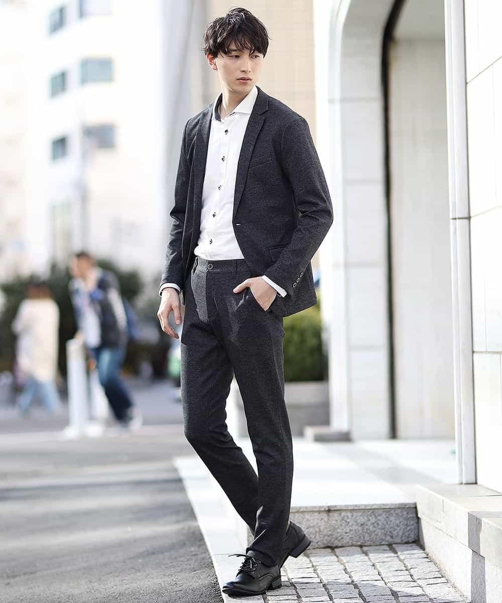 MKLDJ52110 MK MICHEL KLEIN HOMME(MKミッシェルクランオム) パンツ／テックイージージャージ　ツイード ブラック