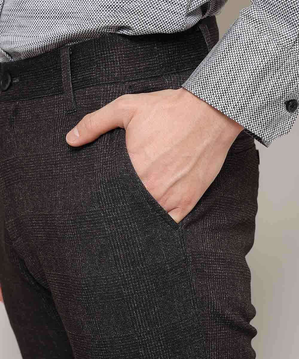 MKLDJ55130 MK MICHEL KLEIN HOMME(MKミッシェルクランオム) パンツ／テックイージージャージ　グレンチェック カーキ