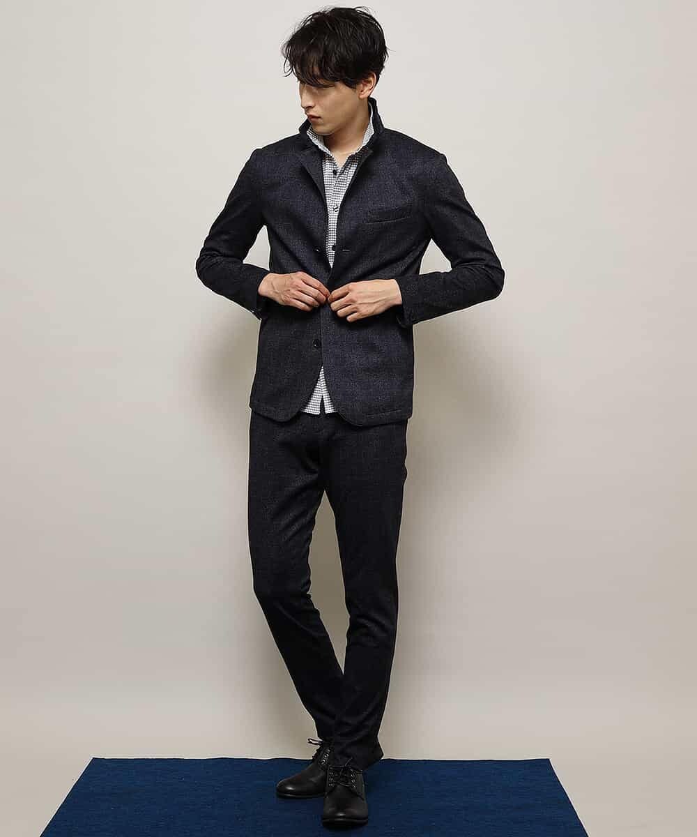 MKLDJ55130 MK MICHEL KLEIN HOMME(MKミッシェルクランオム) パンツ／テックイージージャージ　グレンチェック ネイビー