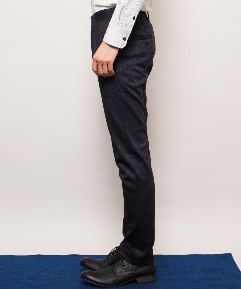MKLDJ55130 MK MICHEL KLEIN HOMME(MKミッシェルクランオム) パンツ／テックイージージャージ　グレンチェック ネイビー
