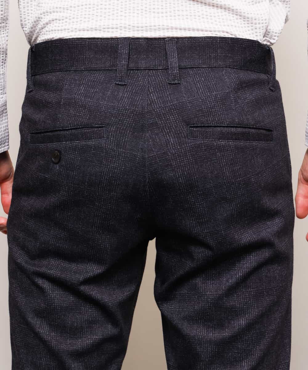 MKLDJ55130 MK MICHEL KLEIN HOMME(MKミッシェルクランオム) パンツ／テックイージージャージ　グレンチェック ネイビー